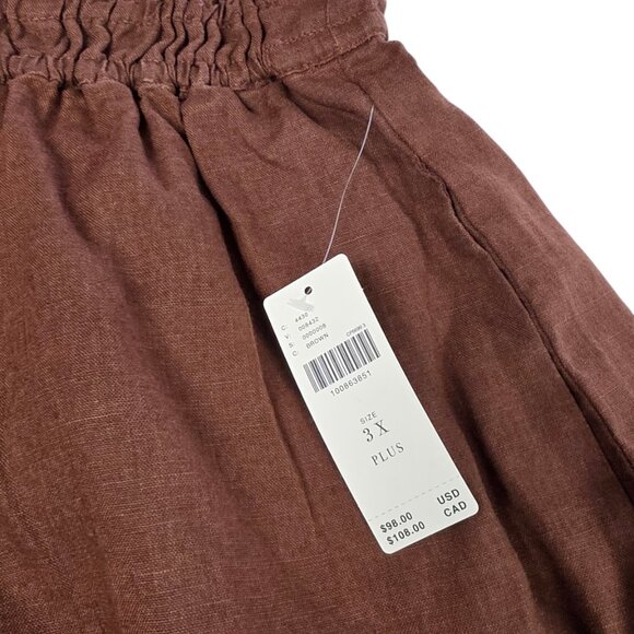 Anthropologie The Somerset High Rise Pull On Linen Shorts, Brown, Size 3X - Picture 2 of 7